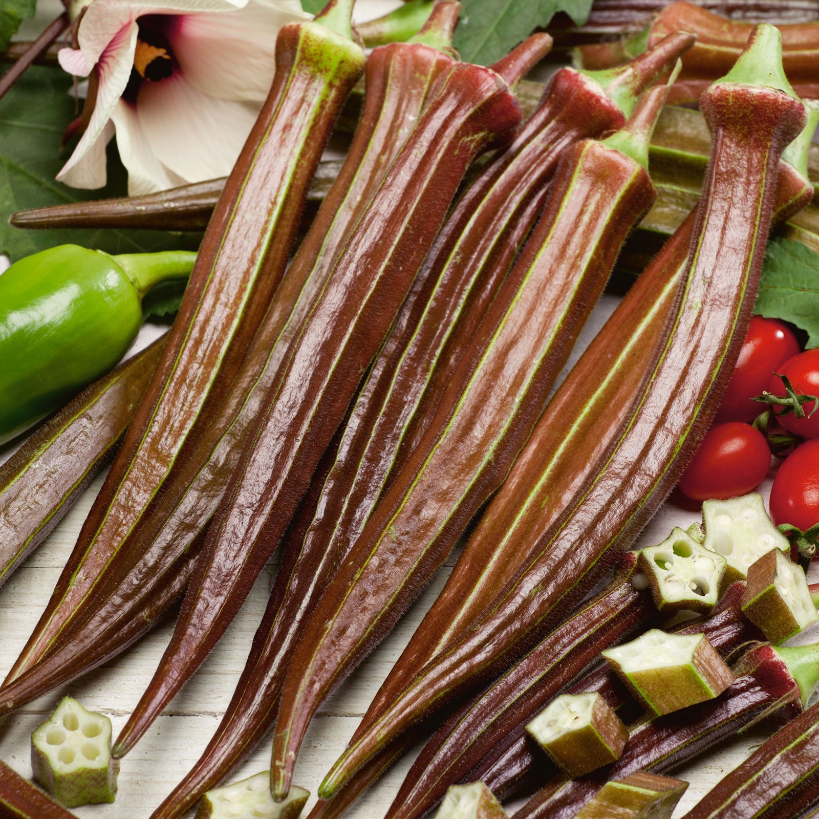 Organic Okra Seeds - Red Burgundy