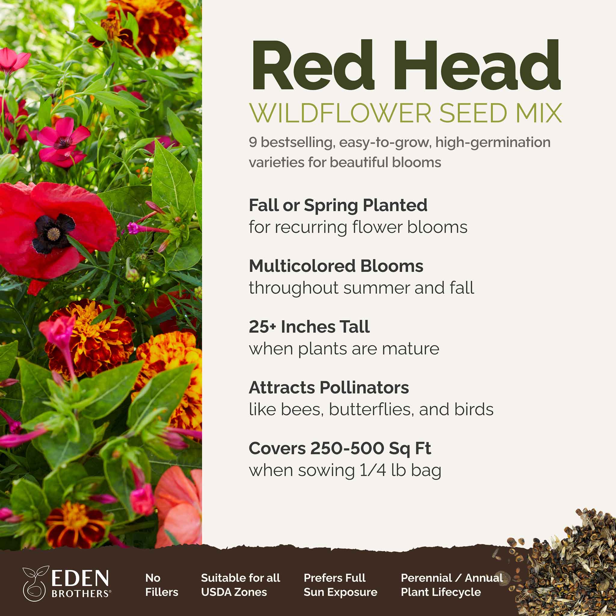 Red Head - Exclusive Red Wildflower Seed Mix